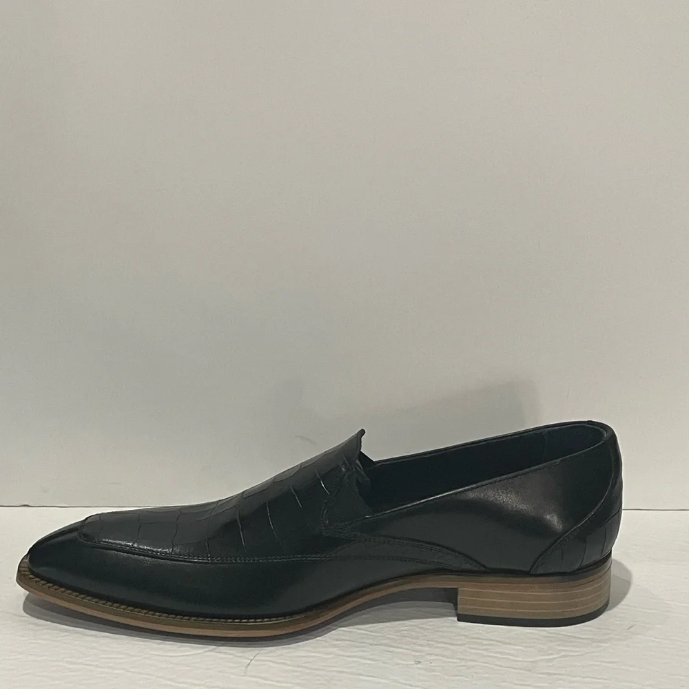 Duca shoes dressy slip on black Italian leather point toe